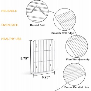TeamFar Toaster Oven Tray and Rack Set, 9.3’’ x 7’’ x 1’’, Stainless Steel Toaster Oven Pan Broiler Pan, Non Toxic & Healthy, Easy Clean & Dishwasher Safe