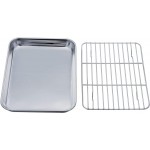 TeamFar Toaster Oven Tray and Rack Set, 9.3’’ x 7’’ x 1’’, Stainless Steel Toaster Oven Pan Broiler Pan, Non Toxic & Healthy, Easy Clean & Dishwasher Safe