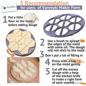 PetriStor Dumpling Maker – Vareniki and Dumpling Mold - Russian Ukraine Vareniki Pelmeni Ravioli Plastic Mold - Dumplings Ravioli Vareniki Maker Machine –Vareniki Ravioli Pierogi