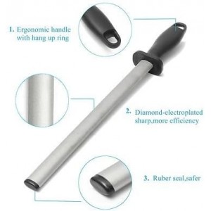 Kota Japan 12 in. Diamond Carbon Steel Professional Knife Sharpener Rod | Kitchen, Home or Hunting | Master Chef, Hunter or Home Gourmet Blade Sharpening Rod or Stick