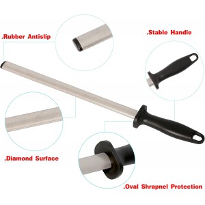 Kota Japan 12 in. Diamond Carbon Steel Professional Knife Sharpener Rod | Kitchen, Home or Hunting | Master Chef, Hunter or Home Gourmet Blade Sharpening Rod or Stick