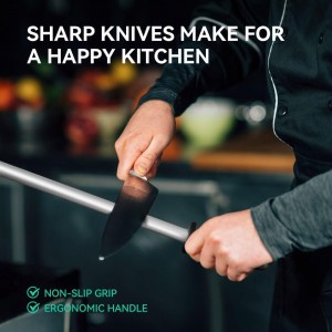 Kota Japan 12 in. Diamond Carbon Steel Professional Knife Sharpener Rod | Kitchen, Home or Hunting | Master Chef, Hunter or Home Gourmet Blade Sharpening Rod or Stick