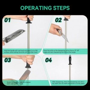 Kota Japan 12 in. Diamond Carbon Steel Professional Knife Sharpener Rod | Kitchen, Home or Hunting | Master Chef, Hunter or Home Gourmet Blade Sharpening Rod or Stick