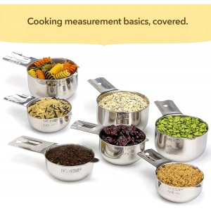 Simply Gourmet Measuring Cups Set of 7, Stackable, 304 Premium Stainless Steel, Kitchen Gadgets for Measure Liquid and Dry Ingredients, Cooking & Baking