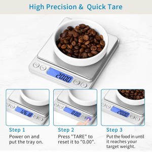 Toprime Digital Gram Scale 500g 0.01g Food Scale High Precision Kitchen Scale Multifunctional Stainless Steel Pocket Scale with Back-Lit LCD Display Tare PCS Features Silver