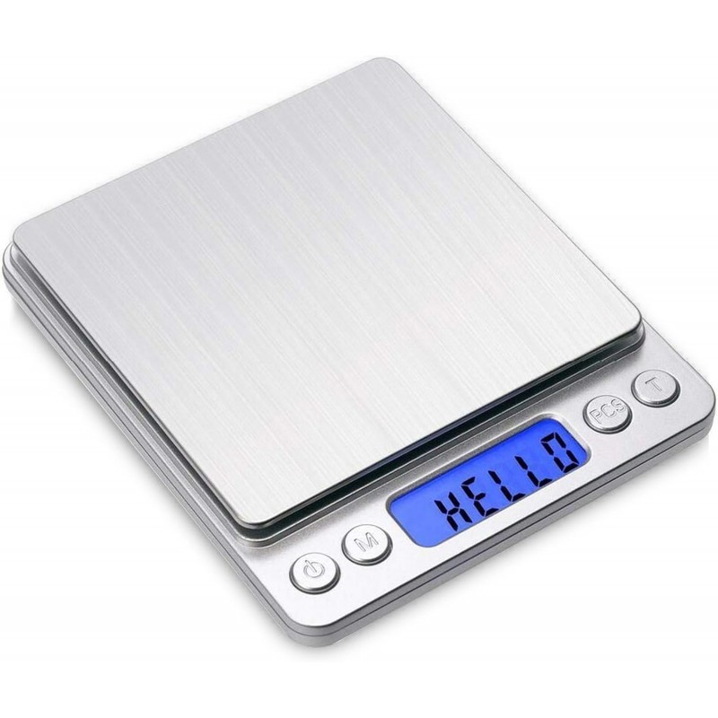 Toprime Digital Gram Scale 500g 0.01g Food Scale High Precision Kitchen Scale Multifunctional Stainless Steel Pocket Scale with Back-Lit LCD Display Tare PCS Features Silver