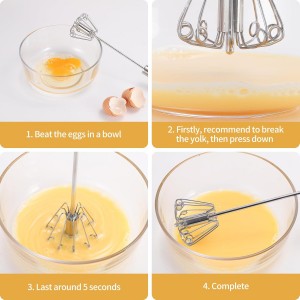 KSENDALO SUS304 Stainless Steel Whisk & Beater Set - Manual & Automatic Handheld Easy Semi-Auto Mixer for Cooking - 12 & 14inch Frother Spinner, Mixer & Stirrer for Eggs, Hand, and Milk
