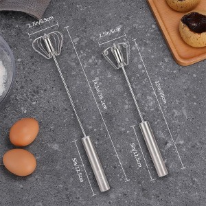 KSENDALO SUS304 Stainless Steel Whisk & Beater Set - Manual & Automatic Handheld Easy Semi-Auto Mixer for Cooking - 12 & 14inch Frother Spinner, Mixer & Stirrer for Eggs, Hand, and Milk