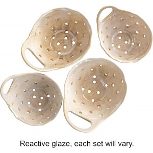 Creative Co-Op Set of 2 Cream Stoneware Colanders