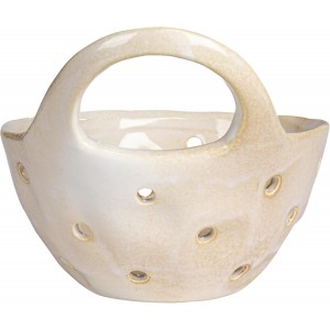 Creative Co-Op Set of 2 Cream Stoneware Colanders