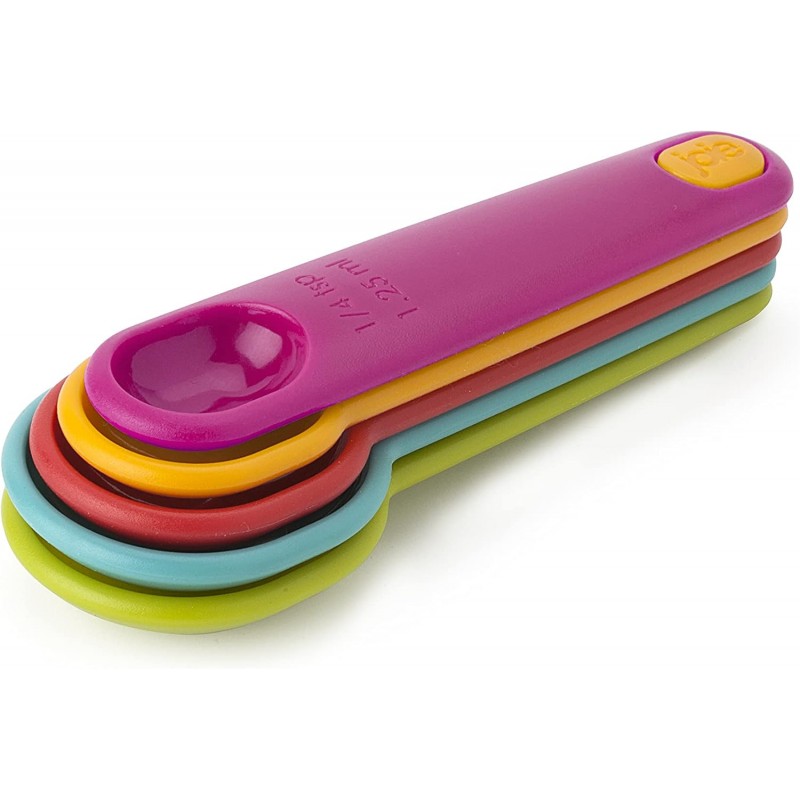 Joie Measuring Spoons, Assorted Colors, Imperial and Metric Measurements, 5-Piece Set