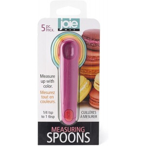 Joie Measuring Spoons, Assorted Colors, Imperial and Metric Measurements, 5-Piece Set