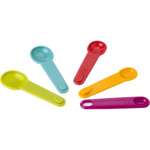 Joie Measuring Spoons, Assorted Colors, Imperial and Metric Measurements, 5-Piece Set