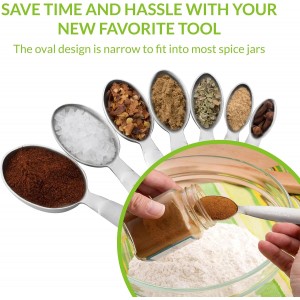 Spring Chef Stainless Steel Measuring Spoons Set of 7, Oval Metal Teaspoon & Tablespoon Measuring Spoons - Nesting Kitchen Gadgets For Baking & Cooking, Dual Measurements - Dry & Liquid Ingredients