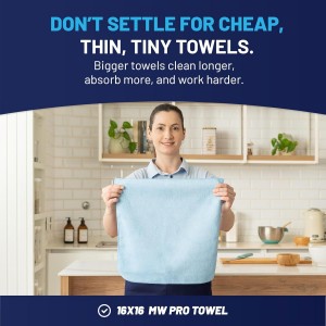 MW PRO Microfiber Cleaning Cloths Blue (12 Pack, 12x12) - Commercial Janitorial Towels & Lint Free Rags - Heavy Duty for Auto Detailing, Glass Windows, Housekeeping & Screens - Washable 300+ Times