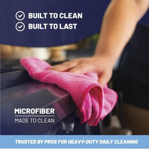 MW PRO Microfiber Cleaning Cloths Blue (12 Pack, 12x12) - Commercial Janitorial Towels & Lint Free Rags - Heavy Duty for Auto Detailing, Glass Windows, Housekeeping & Screens - Washable 300+ Times