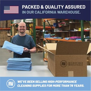 MW PRO Microfiber Cleaning Cloths Blue (12 Pack, 12x12) - Commercial Janitorial Towels & Lint Free Rags - Heavy Duty for Auto Detailing, Glass Windows, Housekeeping & Screens - Washable 300+ Times