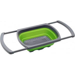 Qimh Colander collapsible, Colander Strainer Over The Sink Vegetable Fruit Strainer Basket (6 Quart) with Extendable Handles, New Kitchen Essentials