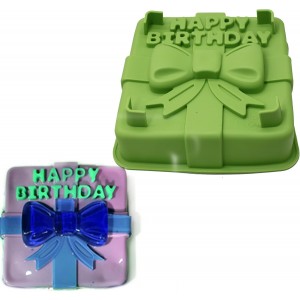 X-Haibei 8-inch Happy Birthday Gift Box Cake Pan Pizza Gelatinas Baking Silicone Square Mold