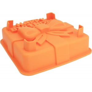 X-Haibei 8-inch Happy Birthday Gift Box Cake Pan Pizza Gelatinas Baking Silicone Square Mold