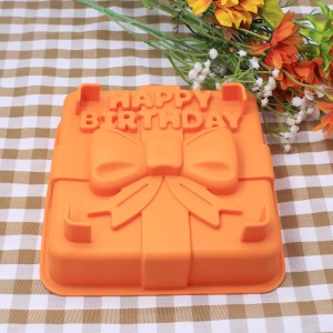 X-Haibei 8-inch Happy Birthday Gift Box Cake Pan Pizza Gelatinas Baking Silicone Square Mold