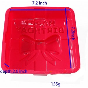 X-Haibei 8-inch Happy Birthday Gift Box Cake Pan Pizza Gelatinas Baking Silicone Square Mold