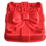 X-Haibei 8-inch Happy Birthday Gift Box Cake Pan Pizza Gelatinas Baking Silicone Square Mold