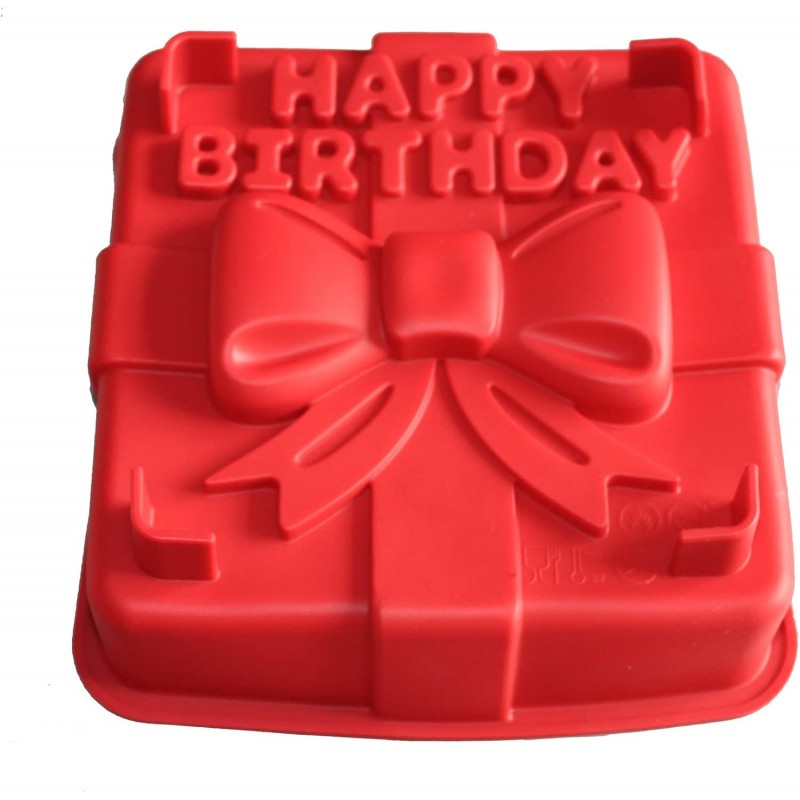 X-Haibei 8-inch Happy Birthday Gift Box Cake Pan Pizza Gelatinas Baking Silicone Square Mold