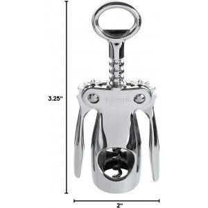 Vinturi Wing Corkscrew Wine Built-in Bottle Opener, Silver, one size (V9032)