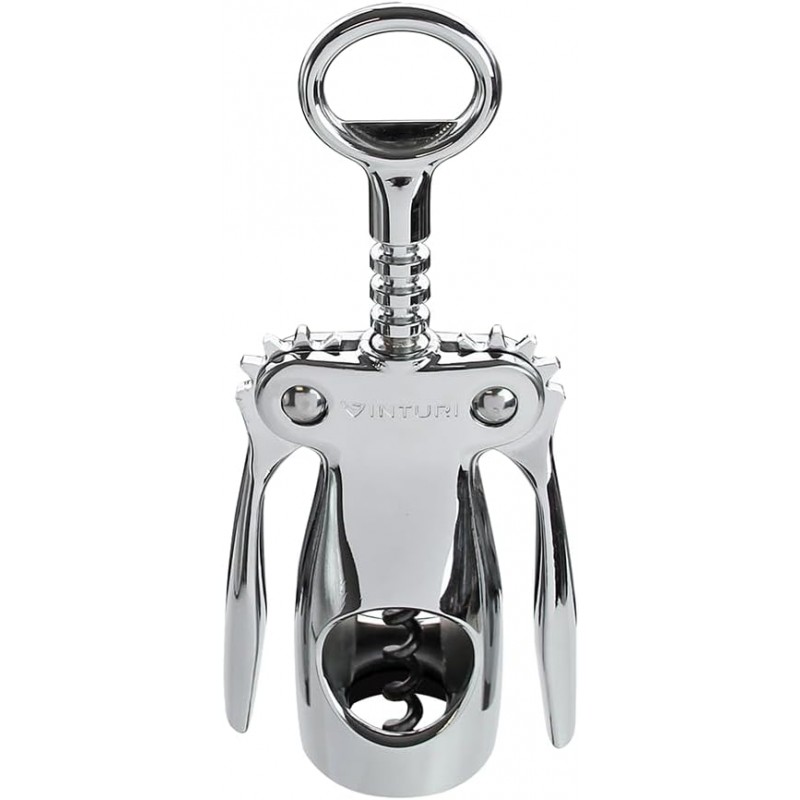 Vinturi Wing Corkscrew Wine Built-in Bottle Opener, Silver, one size (V9032)
