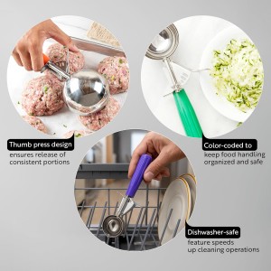 Restaurantware 3.75 Ounce Portion Scoop, 1 Trigger Release Stainless Steel Cookie Scoop - With Ivory Handle, Stainless Steel Disher, For Portion Control, Cookie Dough, Cupcake Batter, Or Ice Cream