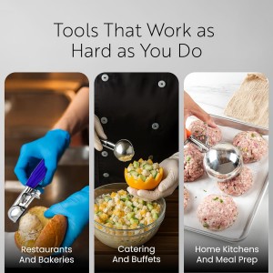 Restaurantware 3.75 Ounce Portion Scoop, 1 Trigger Release Stainless Steel Cookie Scoop - With Ivory Handle, Stainless Steel Disher, For Portion Control, Cookie Dough, Cupcake Batter, Or Ice Cream