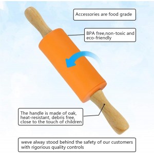 Koogel 9 Inch Mini Rolling Pin, 2 PCS Wooden Handle Rolling Pin for Kids Dough Rollers for Baking Supplies Home Kitchen