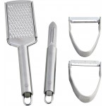 NewlineNY Stainless Steel Kitchen Tools: Veggie Fruit Shredder Slicer Grater Peeler, 4 Pcs Set: 1 Straight 1 Julienne Peeler 1 Cheese Vegetable Grater 1 Traditional