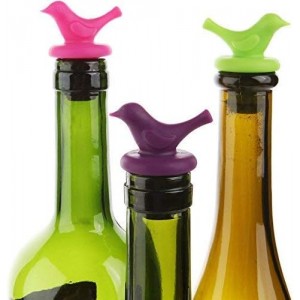 Little Bird Silicone Wine Bottle Stopper Kit, Silicone Bottle Cork Set of 8, Assorted Color Green Blue Pink and Purple