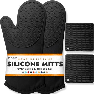 BPA-Free Soft Silicone 4 Piece Oven Mitt...