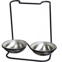 Prodyne Metalla Stainless Steel Double Spoon Rest, Black