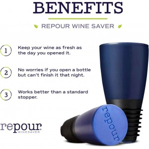 Repour Wine Saver and Stopper - Removes Oxygen, Preserving and Keeping Wine As Fresh As The Day The Bottle Was Opened (10-Pack)