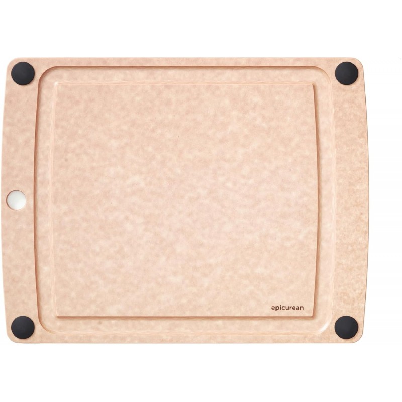 Epicurean All-In-One Cutting Board with Non-Slip Feet and Juice Groove, 14.5" × 11.25", Natural/Black