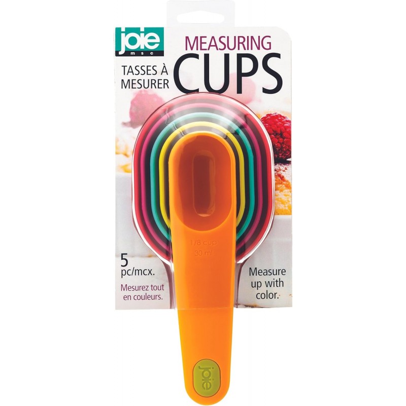 Joie Measuring Cups Set, Plastic, Assorted Colors, Baking, Cooking, Measure, Cakes, Cookies, Pies, 5 pc