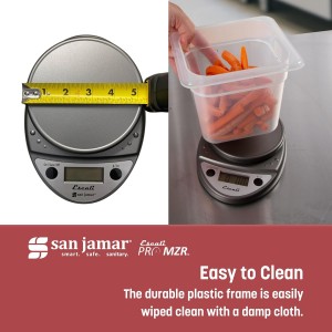 San Jamar Escali Digital Kitchen Scale, 11 lb Capacity, Tare Function, Precise Readout, Compact 8.5