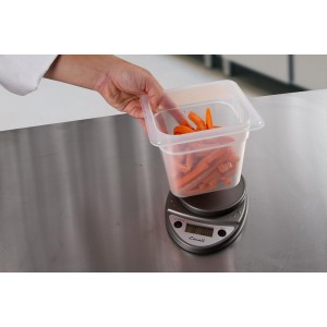 San Jamar Escali Digital Kitchen Scale, 11 lb Capacity, Tare Function, Precise Readout, Compact 8.5