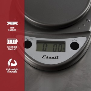 San Jamar Escali Digital Kitchen Scale, 11 lb Capacity, Tare Function, Precise Readout, Compact 8.5