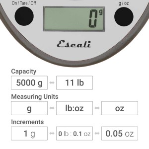San Jamar Escali Digital Kitchen Scale, 11 lb Capacity, Tare Function, Precise Readout, Compact 8.5