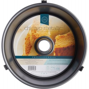 KitchenCraft Chicago Metallic Professional Non-Stick Ring-Shaped Angel Food Cake Tin with Loose Base, 25 cm (10