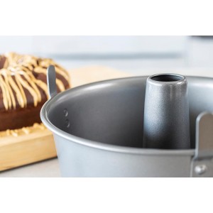 KitchenCraft Chicago Metallic Professional Non-Stick Ring-Shaped Angel Food Cake Tin with Loose Base, 25 cm (10