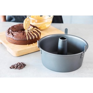 KitchenCraft Chicago Metallic Professional Non-Stick Ring-Shaped Angel Food Cake Tin with Loose Base, 25 cm (10