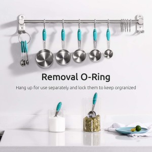 Measuring Cups : U-Taste 18/8 Stainless Steel Measuring Cups and Spoons Set of 10 Piece, Upgraded Thickness Handle (Teal)