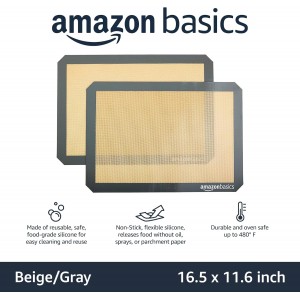 Amazon Basics Silicone Rectangular Baking Mat, Non-Stick, Reusable, Dishwasher Safe, Food Safe, Heat Resistant, 16.5