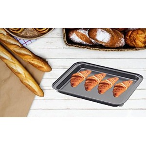 Little Small Baking Sheets Nonstick Set of 2 (9.5inch X 7.1inch) - SS&CC 8 Inch Nonstick Baking Toaster Oven Tray Cookie Sheets, 1 or 2 Person Household